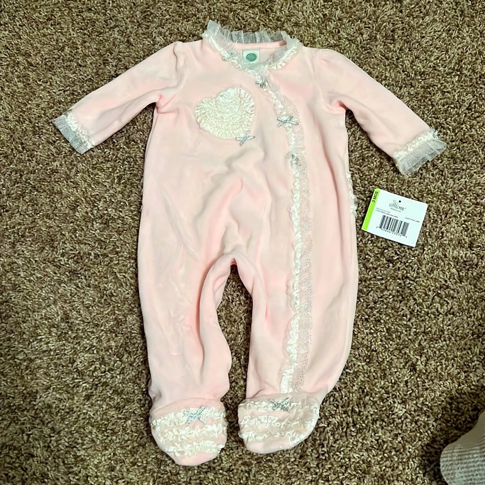 Little Me Velour Footies Light Pink